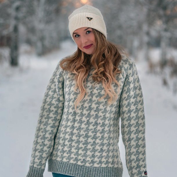 Norwool uld sweater gr/hvid